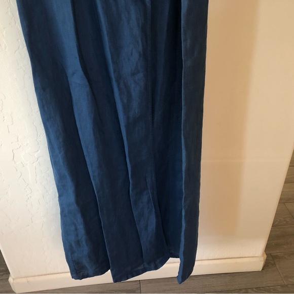 Blue Linen true wrap midi dress, sleeveless•••Large, Monoprix Femme—Feminine - Picture 3 of 9